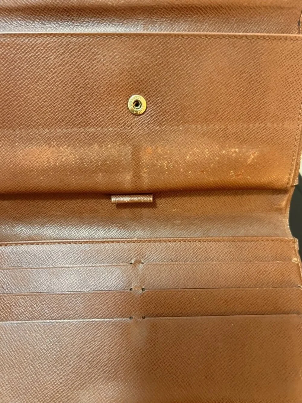 Vintage Louis Vuitton Monogram Canvas Trifold Crossbody Wallet Gold Chain Strap